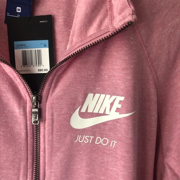 Nike Vintage Just Do It Pink Jersey Knit Hoodie - Picture 3 of 5